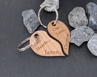 Personalised love hearts keyring