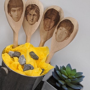 The beatles gift wooden spoons engraved john lennon, paul mccartney, ringo starr, george harrison