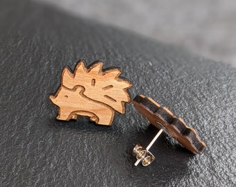 Wooden Earrings with Stainless Steel Back