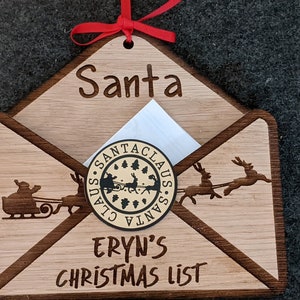 Personalisierte Holz Umschlag, Weihnachtsbriefhalter, Weihnachtsmann Wunschliste, Gif