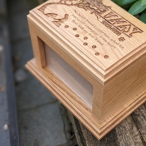 Personalized Solid Oak Pet Urn with Photo Space for Your Beloved Companion
