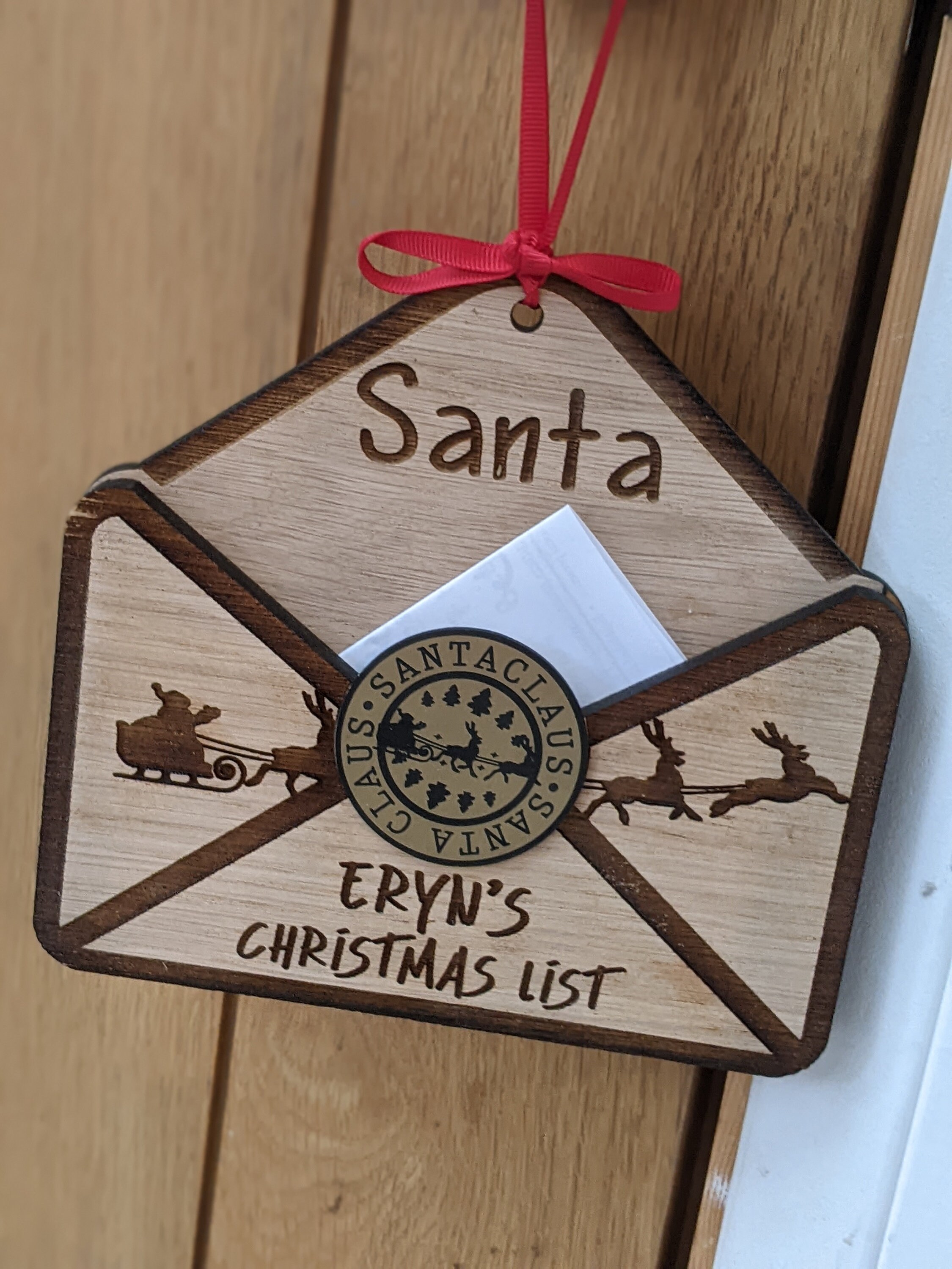 Enveloppe bois pour liste de vœux au Père Noël