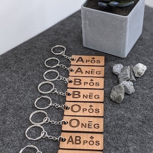 Blood type keyring personalised - give blood