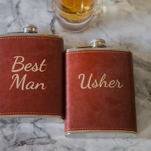Personalised 8oz hip flask wedding stag groomsmen best man usher gift