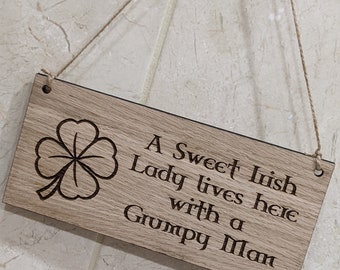 Personalised sweet lady home sign novelty Irish Ireland garden gifts shed kitchen