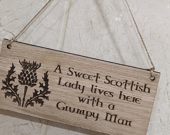 Personalised sweet lady home sign novelty Scottish Scotland garden gifts shed kitchen