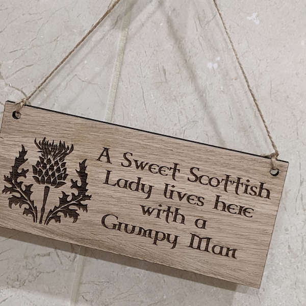 Personalised sweet lady home sign novelty Scottish Scotland garden gifts shed kitchen