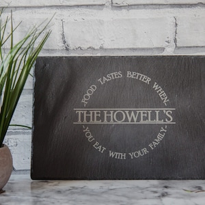 Premium Slate Cheese Board Personalised Circle Design