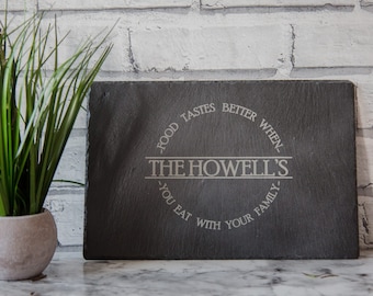 Personalized Slate Cheese Board: Engraved Circle Design