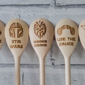 Star Wars Gift Wooden Spoons Engraved Mandalorian Chewbacca Darth Vader Grogu Princess Leah image 10