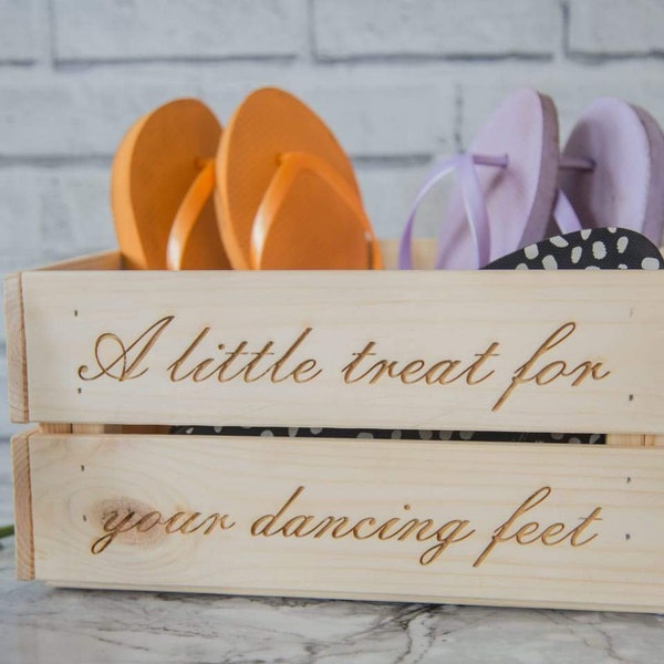 Wedding crate slippers/flip flop box - little treat for your dancing feet