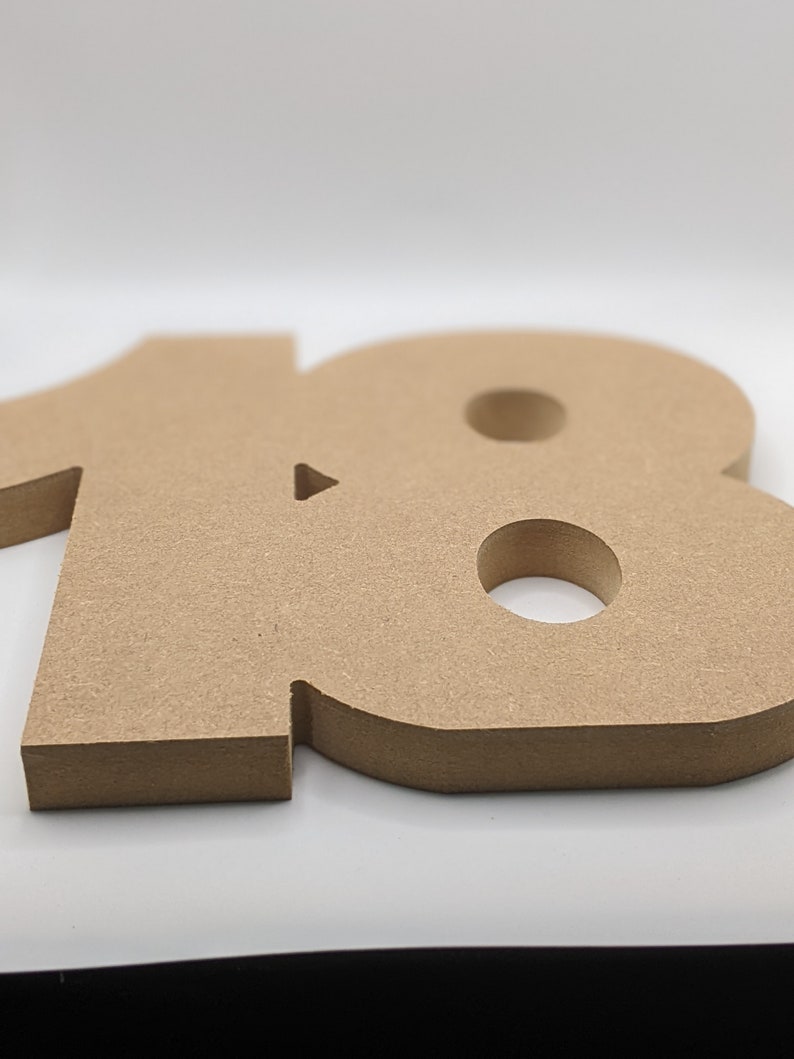 MDF 18mm Thick Free Standing Wooden Numbers 10cm up to 100cm ANY FONT image 7