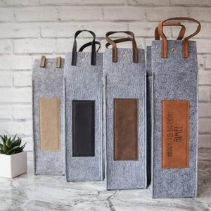 Personalised wine bag - faux leather 4 colors