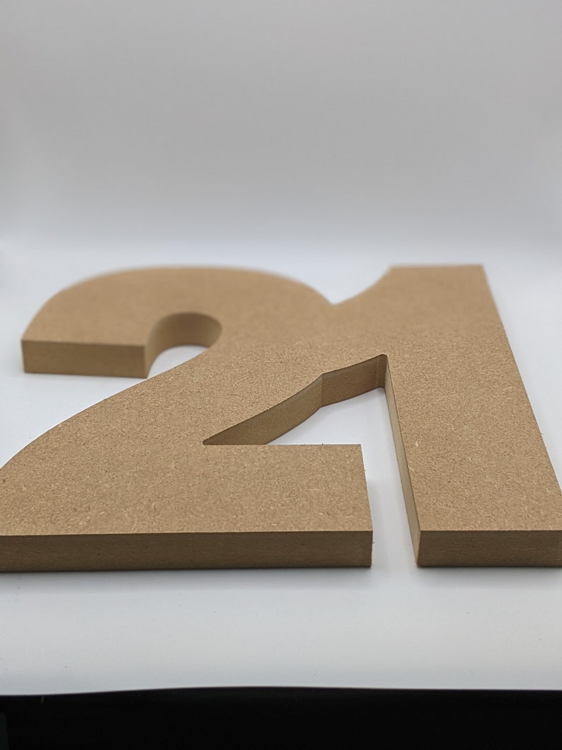 MDF 18mm Thick Free Standing Wooden Numbers 10cm up to 100cm ANY FONT image 2