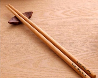 Personalised engraved bamboo chopsticks wedding anniversary new home gift wood