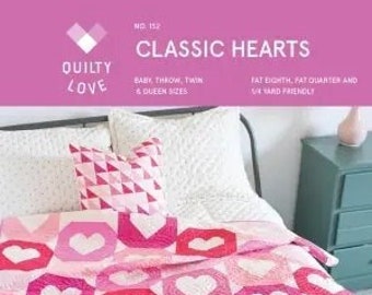 Quilt Pattern/Classic Hearts/Emily Dennis/Quilty Love/Baby, Throw, Twin, Full, and Queen Size/FQ Friendly/Modern Quilt/Paper Pattern