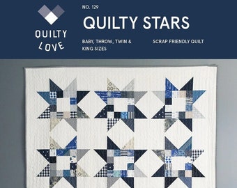 Quilt Pattern/Quilty Stars/Emily Dennis/Quilty Love/Baby, Throw, Twin, Full, Queen & King Size/FQ Friendly/Modern Quilt/Paper Pattern
