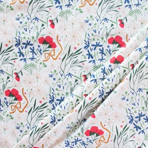 CLEARANCE/Tossed Bouquet Meadow Poplin/Wild Fronds/Kate Capone/Birch Fabrics/100% Organic Cotton/By the Half Yard or Yard