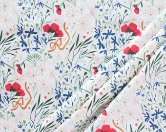Tossed Bouquet Meadow Poplin/Wild Fronds/Kate Capone/Birch Fabrics/100% Organic Cotton/By the Half Yard or Yard