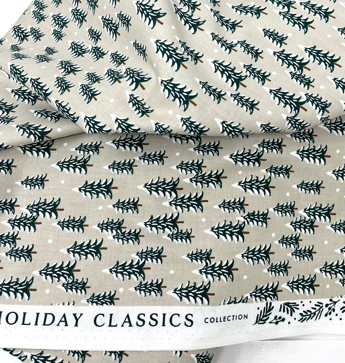 Trees Rifle Paper Fir Trees in Linen/holiday Classics/rifle Paper Co./cotton + Steel/rjr ...
