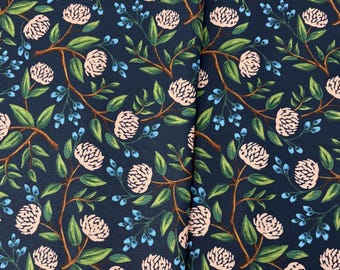 Peonies in Navy/Wildwood/Rifle Paper Co./Cotton + Steel/RJR Fabrics/100% Quilter Weight Cotton/By the Half Yard