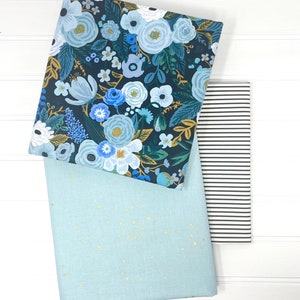 Whole Cloth Quilt Kit/DIY Baby Quilt/Quilt Kit for Baby/Premium Quilting Weight Fabric/100% Cotton/Garden Party in Blue