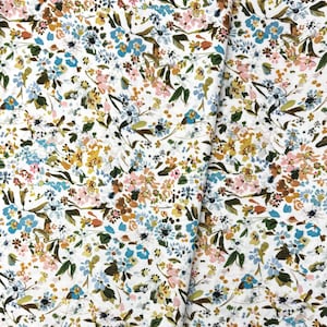 Perennials in White/Bloomfield/Kelly Ventura/Windham Fabrics/100% Quilter Weight Cotton/High Density Cotton/By the Half Yard