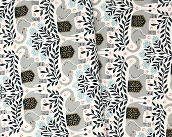 Happy Elephants in Fog/Savanna/Carys Mula/Cotton + Steel/RJR Fabrics/100% Quilter Weight Cotton/By the Half Yard or Yard