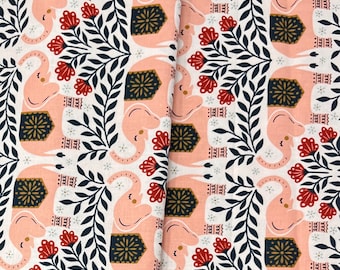 Happy Elephants in Lucky/Savanna/Carys Mula/Cotton + Steel/RJR Fabrics/100% Quilter Weight Cotton/By the Half Yard or Yard