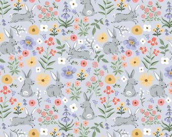Bunnies Floral in Blue/Easter II/Rifle Paper Co./Cotton + Steel/RJR Fabrics/100% Quilter Weight Cotton/By the Half Yard