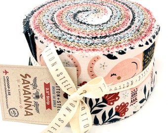 Savanna/Carys Mula/Cotton + Steel/RJR Fabrics/100% Quilter Weight Cotton/2.5" Strip Roll/Spindle Strip Roll/Jelly Roll