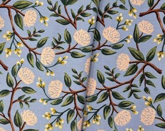 Peonies in Dusty Blue/Wildwood/Rifle Paper Co./Cotton + Steel/RJR Fabrics/100% Quilter Weight Cotton/By the Half Yard