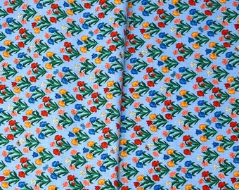 Tulips in Light Blue/Curio/Rifle Paper Co./Cotton + Steel/RJR Fabrics/100% Quilter Weight Cotton/By the Half Yard or Yard