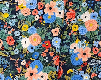 Garden Party in Navy/Wildwood/Rifle Paper Co./Cotton + Steel/RJR Fabrics/100% Quilter Weight Cotton/By the Half Yard