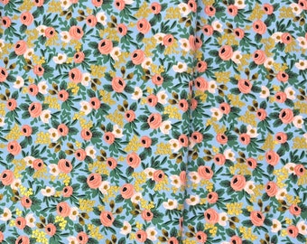 Rosa in Chambray Metallic/Garden Party/Rifle Paper Co./Cotton + Steel/RJR Fabrics/100% Quilter Weight Cotton/By the Half Yard or Yard