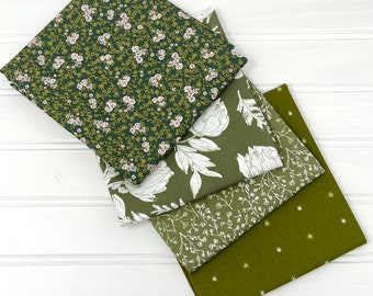 Fat Quarter/Half Yard Bundle/The BUNDLE BAR Curated Collection/Moody-Muddy Greens/AGF/Four Prints/100% Cotton/Quilting Weight
