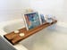 Bath Caddy Tray, Wine Glass Holder & Tablet Stand. Dark Wood Bathroom Shelf. 