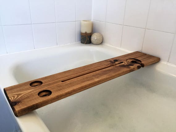 Wooden Bath Caddy Tray Bathtub Board Bath Shelf Wine Tablet Holder Dark Oak 