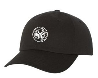 Classic Dad Hats, Embroidered-iconic NYC Subway Token graphic, 100% Chino Twill Cotton, adjustable strap-black, blue, white Unisex