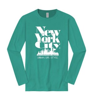 Women&#39;s long sleeve New York City &#39;Grand Royal&#39; graphic T-Shirt-Modern, stylish, sleek (sizes Sm-4X)