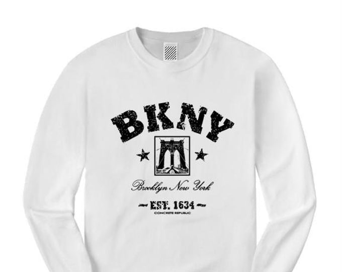 Mens long sleeve Retro 'Da Bridge' BKNY (Brooklyn, New York) Vintage Style Graphic Tee-Urban, Trendy (sizes Sm-4XL)