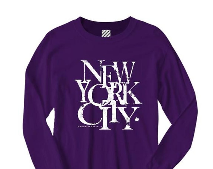 Mens long sleeve urban style tshirts, New York City 'Scramz' graffiti tag graphic (sizes Sm-4XL)