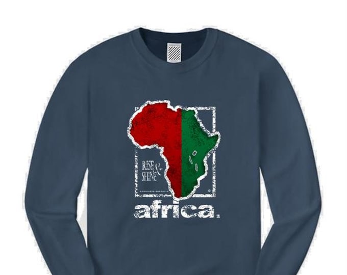 Mens long sleeve Afrocentric fashion tees 'Africa Nouveau' modern, urban style graphic collection (sizes Sm-4XL)