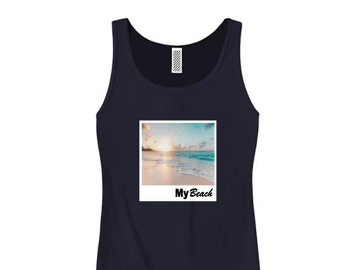 Womens College Humor/Funny tank tops My 'Beach' graphic-assorted colors (sizes Sm-3X)