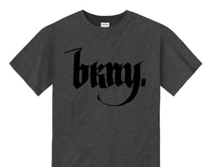 Mens urban fashion tee, 'Goth' BKNY (Brooklyn, New York) calligraphy style graphic (sizes Sm-4XL)