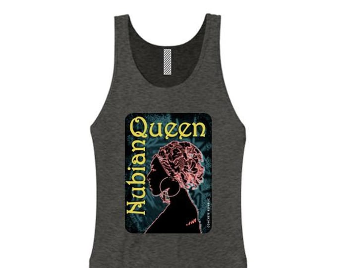 Afrocentric, Women's tank tops 'Nubian Queen' African art style graphic (sizes Sm-3X)