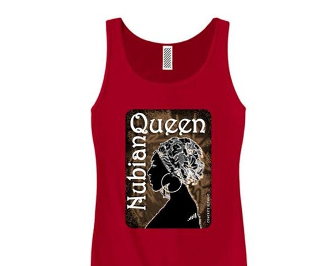 Afrocentric, Women's tank tops 'Nubian Queen' African art style graphic (sizes Sm-3X)
