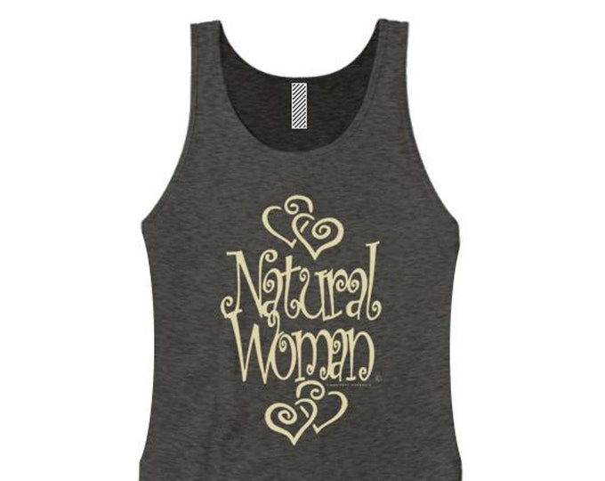 Women's inspirational tank tops "Natural Woman" graffiti tag style graphic (sizes Sm-3X)