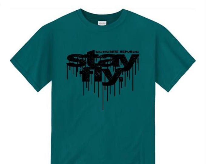 Mens 'Stay Fly' dripping ink graffiti tag/Hip Hop style graphic tees (size Sm-4XL)