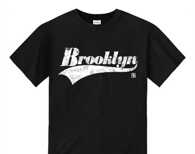Mens urban style tshirts, 'Brooklyn' varsity style weathered graphic (sizes Sm-4XL)